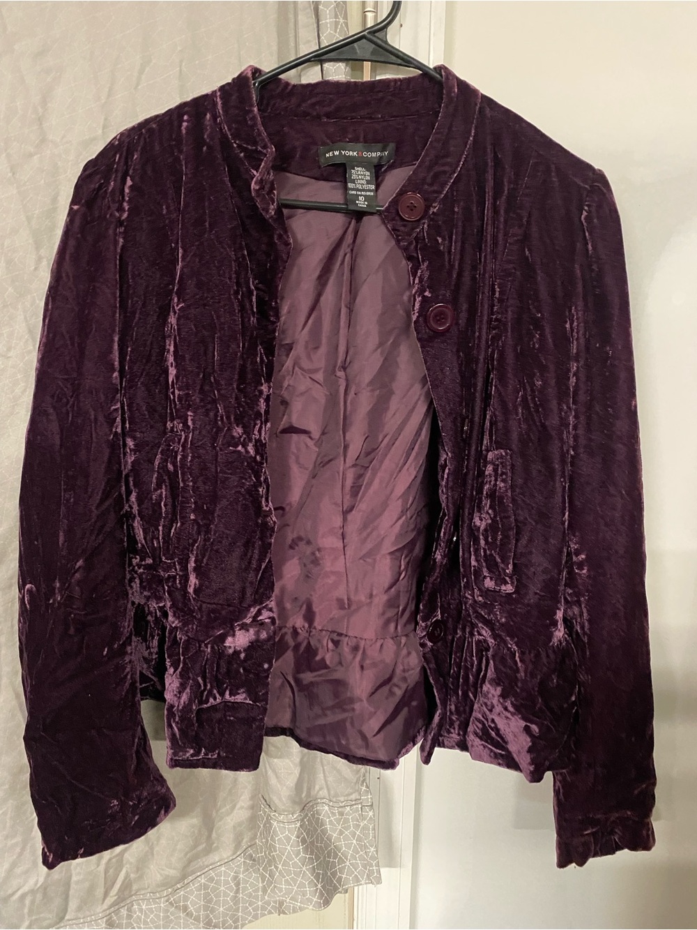 New York & Company Velvet Blazer Jacket - Plum